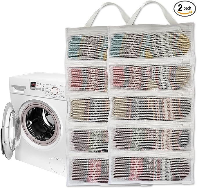 Mesh laundry bags for washing machine, can wash 10 pairs of socks, maintain by Yisiziyo