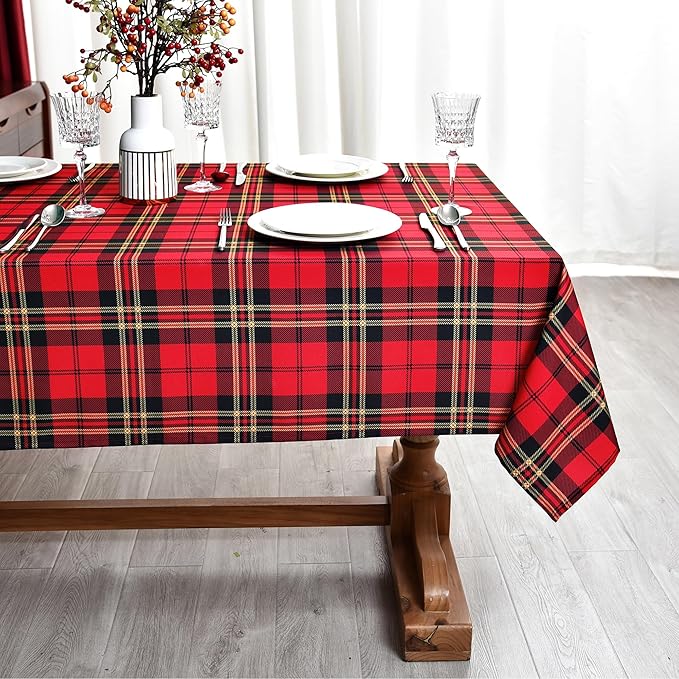 Tartan Waterproof Christmas Plaid Tablecloth Fabric - Image 8