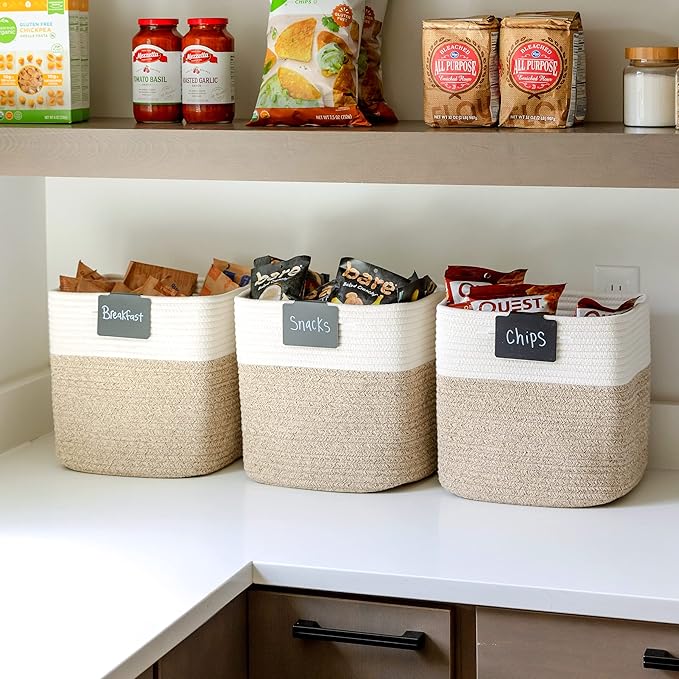 NaturalCozy Storage Cubes 11 Inch Cotton Rope Woven Baskets - Image 5