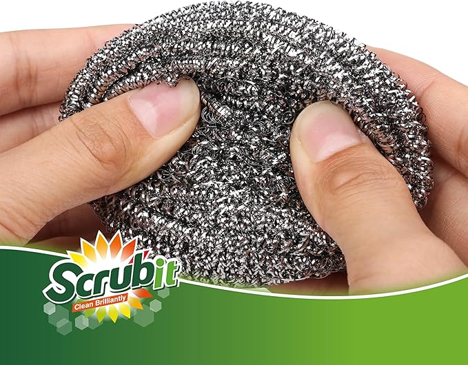 12 Pack Stainless Steel Scourers by Scrub It – Steel Wool Scrubber Pad Used - Image 6