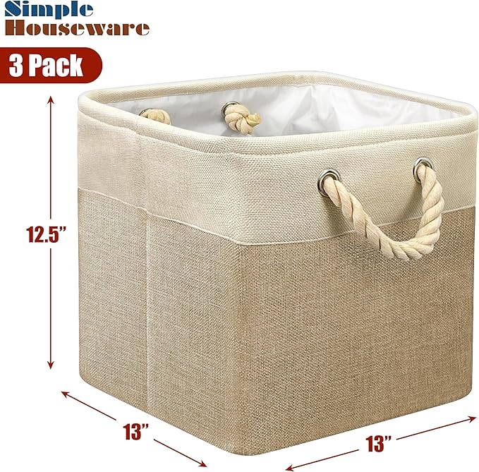SIMPLE HOUSEWARE Fabric Storage Cubes, 3 Pack - Image 2