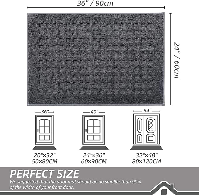 BEQHAUSE Waffle Door Mats Indoor 24"x36", Dog Mat - Image 2