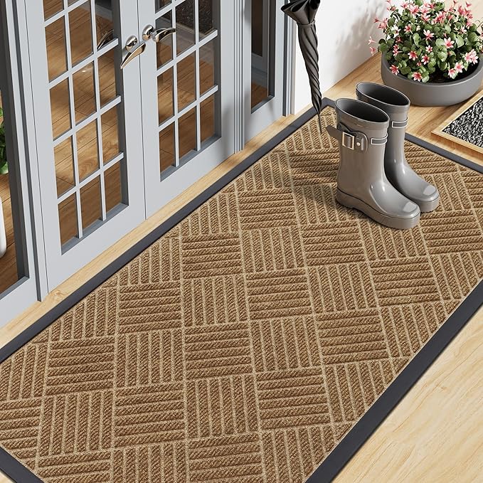 Smiry Front Door Mat Outside Entrance, Heavy Duty Outdoor Indoor Natural Rubber by Smiry