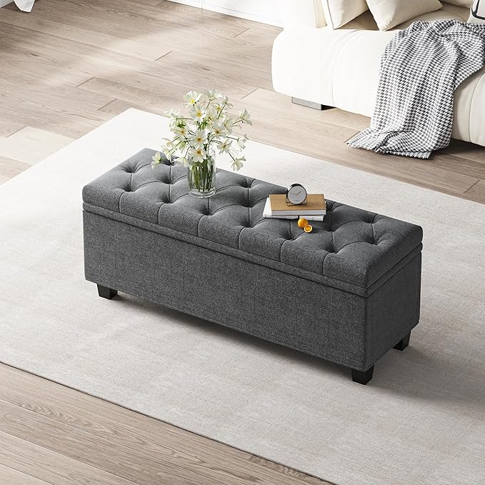 Maupvit Ottoman with Storage, Ottoman Bench with Lift Top, Upholstered Storage - Image 6