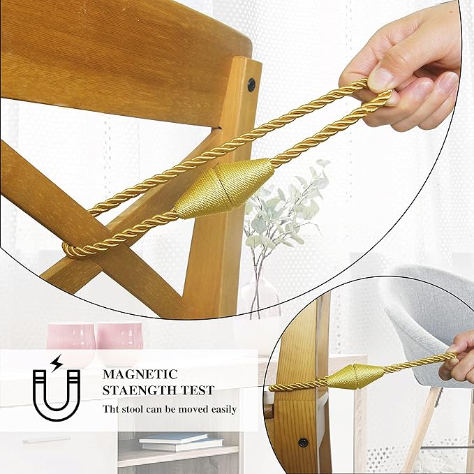 4 Pack Magnetic Curtain Tiebacks Rope Modern Handmade Curtain Tie Backs - Image 4