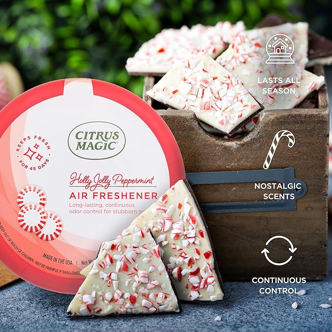 Citrus Magic Holiday Odor Absorbing Solid Air Freshener, Holly Jolly Peppermint - Image 5