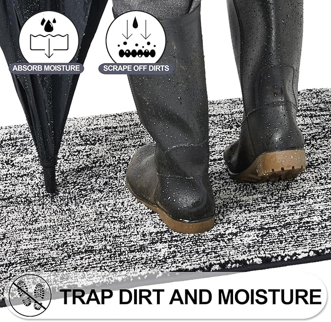 REFETONE Indoor Doormat, Front Door Mat 32"x40" Absorbent Rubber Backing Non - Image 3