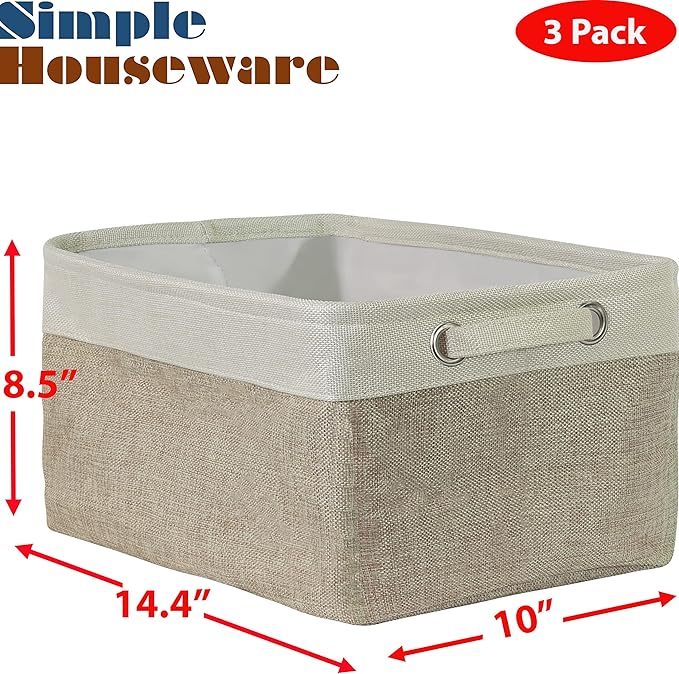 SIMPLE HOUSEWARE Large Fabric Storage Bin, 14.4" x 10" - Image 2