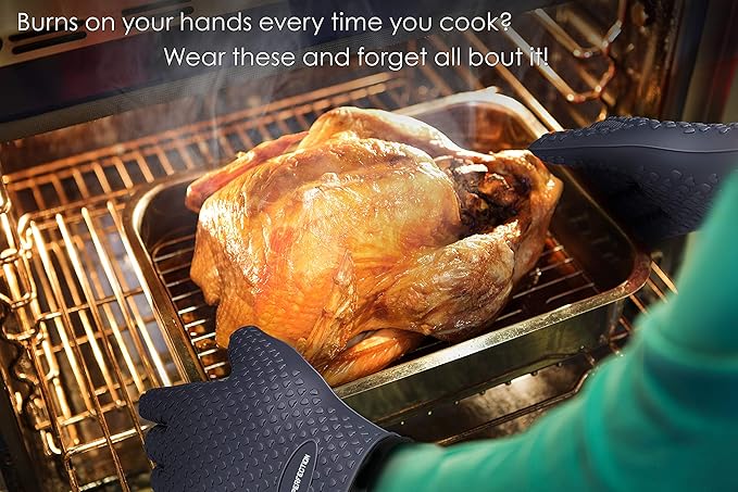 KITCHEN PERFECTION XL Silicone Smoker Oven Gloves-Extreme Heat Resistant BBQ - Image 5
