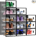 BALEINE 12 Pack Stackable Shoe Storage Boxes Fit Size 9, Thickened Clear Shoe by BALEINE