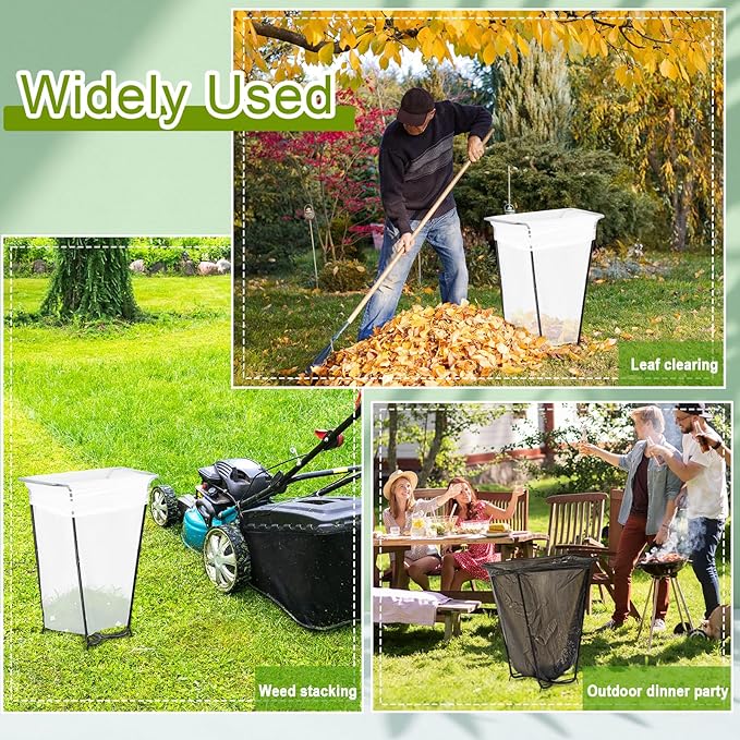 Gisafai 2 Pieces Metal Leaf Bag Holder Stand Portable Trash Bag Holder Frame - Image 3