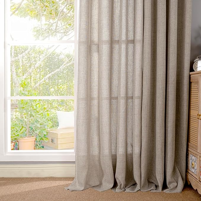 YoungsTex Dark Oatmeal Linen Curtains 54 Inch Length - Image 9