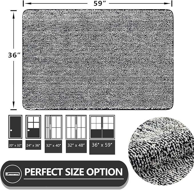 REFETONE Indoor Doormat, Front Door Mat 36"x59" Absorbent Rubber Backing Non - Image 2
