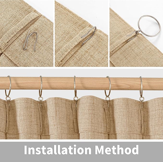 YoungsTex Toffee Linen Semi Sheer Curtains 95 Inch Length 2 Panels - Image 8