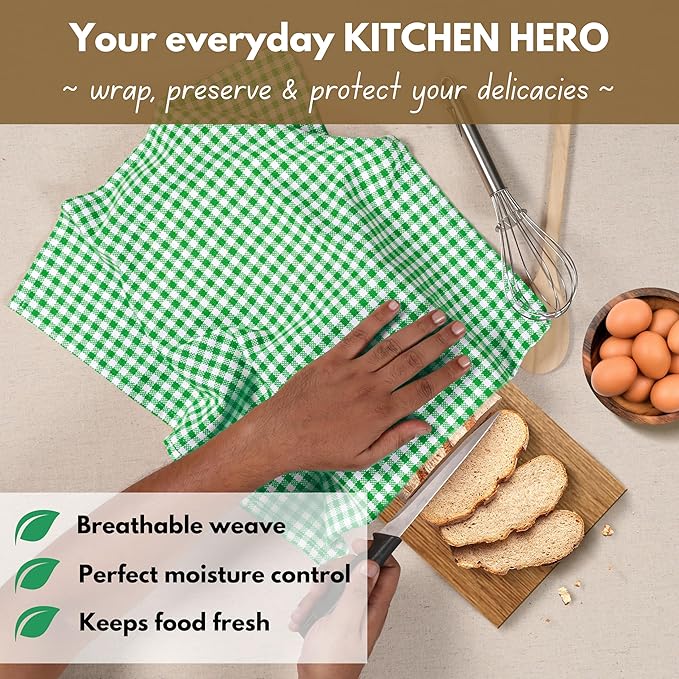 Native Fab Kitchen Dish Towels 16x26 inches Set of 4 Gingham Mini Check- 100% - Image 6