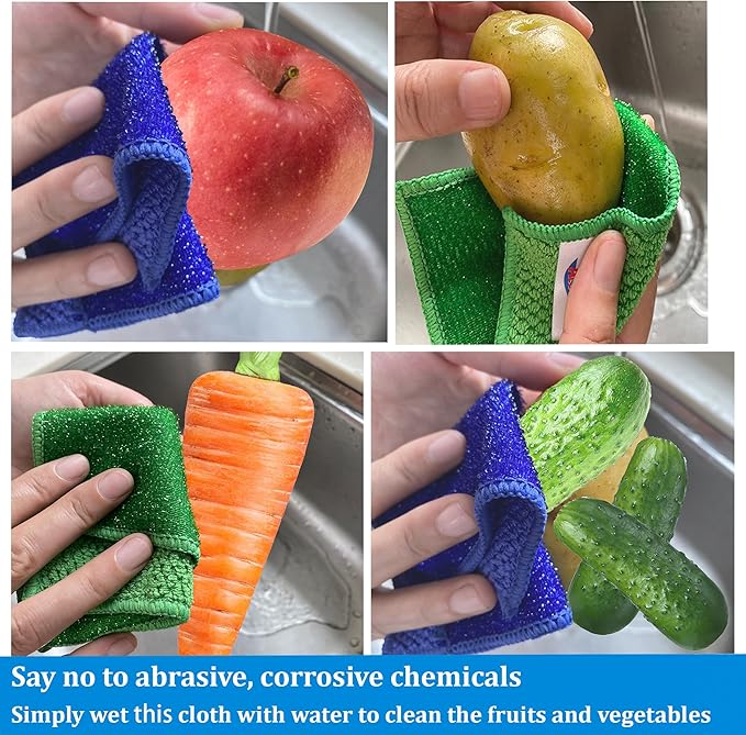 12 Pack Microfiber Scrub Dish Cleaning Cloth, Non-Scratch, Reusable & Durable - Image 3