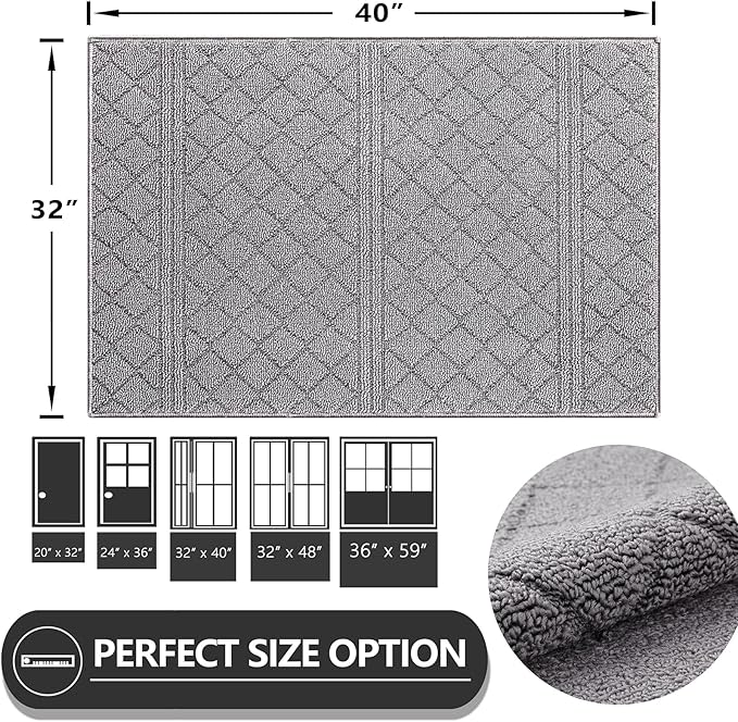REFETONE Indoor Doormat, Front Back Door Mat 32"x40" Absorbent Rubber Backing - Image 2