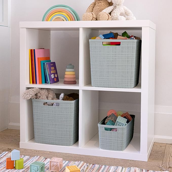 Curver Jute Decorative Plastic Organization and Storage Basket Perfect Bins - Image 7