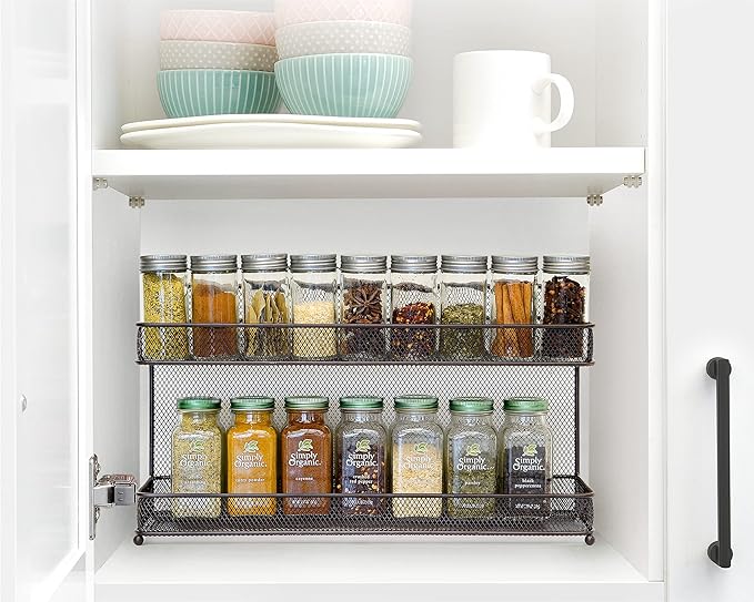 CAXXA 2 PK 2 Tier Mesh Kitchen Counter-top or Wall Mount Spice Rack Jars - Image 4