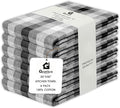 Kitchen Towels Set of 6 Black/White Checks 20x30 Inches 100% Cotton Highly by Gratico