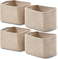 Small Storage Baskets for Shelves Organizing, Woven Cotton Rope Baskets for by ICERZCZ