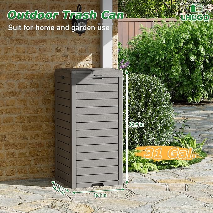 Outdoor Trash Can, 31 Gallon Garbage Can - Image 2