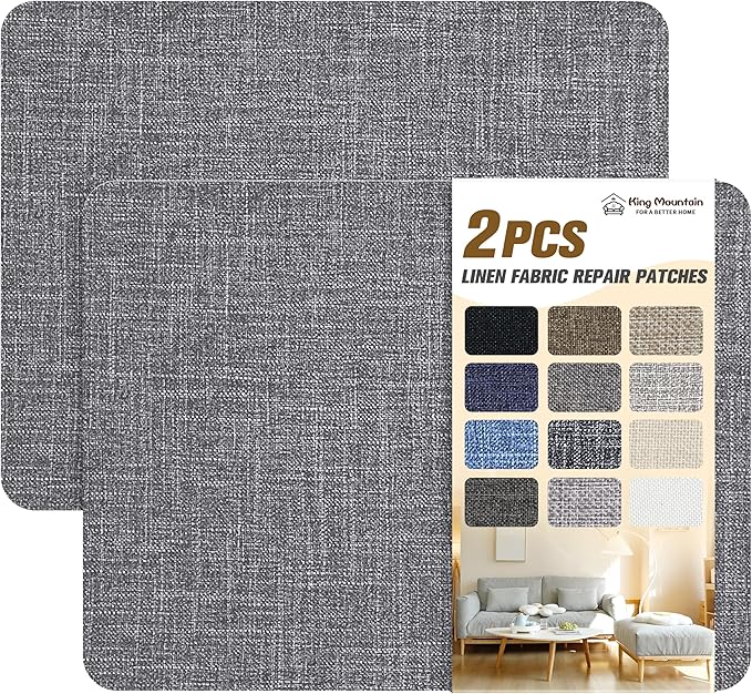 KING MOUNTAIN Fine Linen Repair Patches, Dark Grey, Self-Adhesive, Rectangular by ForABetterHomeLife