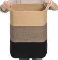 CLHMILY&Z 75L Laundry Basket Rectangular Black Jute Rope by ClhmilyZ