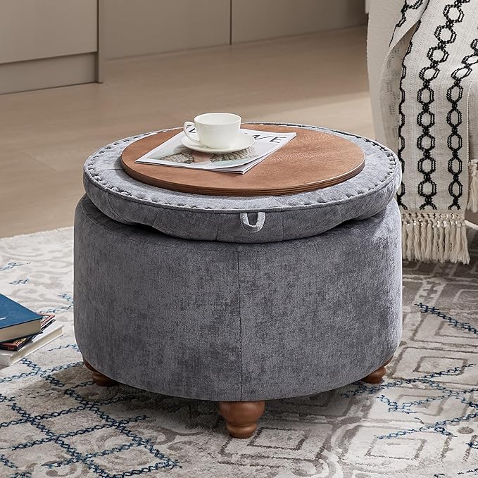 24Inch Round Storage Ottoman - Image 7