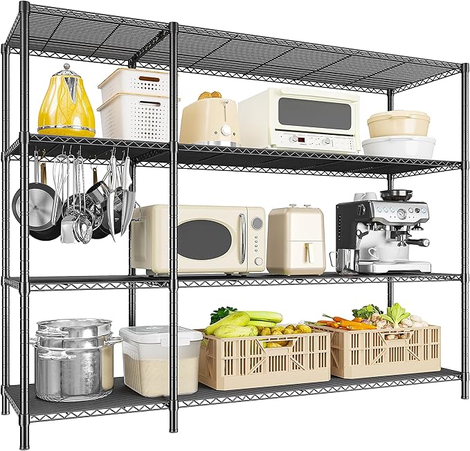 52.36''W Storage Shelves Metal Shelving Unit Load 1120LBS 4 Tier Wire Shelving by Romorgniz