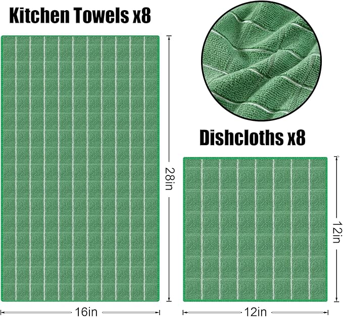 Homaxy Microfiber Kitchen Towels and Dishcloths Set, 16 Pack Soft and Absorbent - Image 6