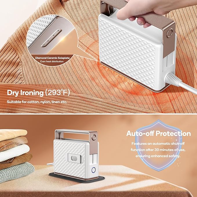 Newbealer Travel Steam Iron for Clothes, Global Voltage 100-240V Handheld - Image 5