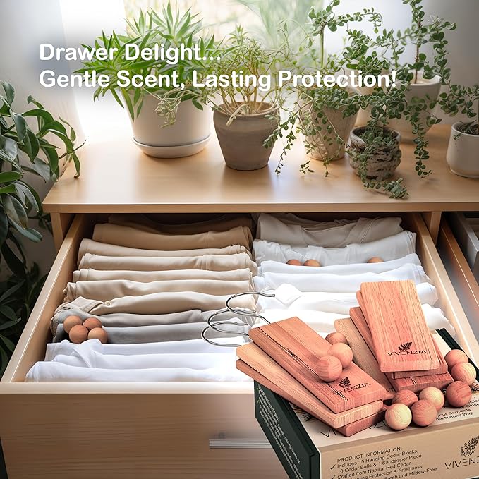 Cedar Blocks for Clothes Storage -25 pcs- Hanging Cedar Planks, Natural Closet - Image 6