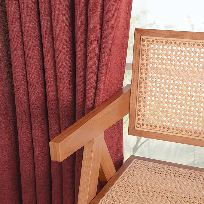 YoungsTex Red Linen Curtains 45 Inch Length - Image 9