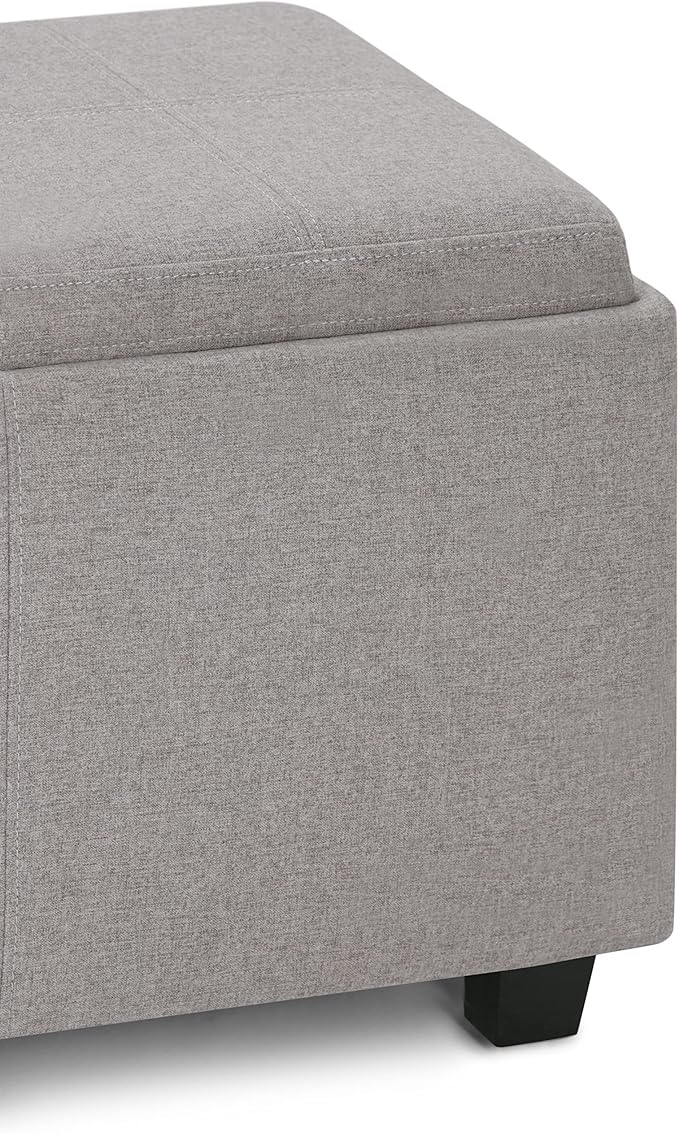 SIMPLIHOME Avalon 42 inch Wide Contemporary Rectangle Storage Ottoman in Cloud - Image 8