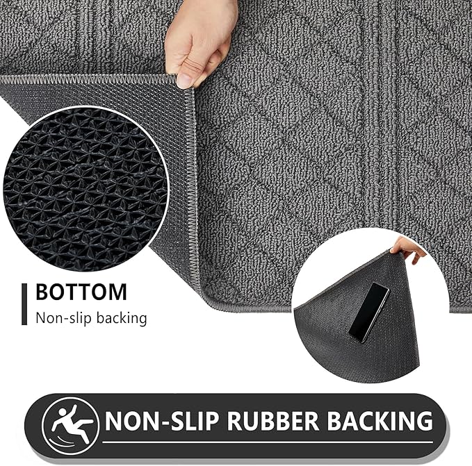 REFETONE Indoor Doormat, Front Back Door Mat 24"x36" Absorbent Rubber Backing - Image 3