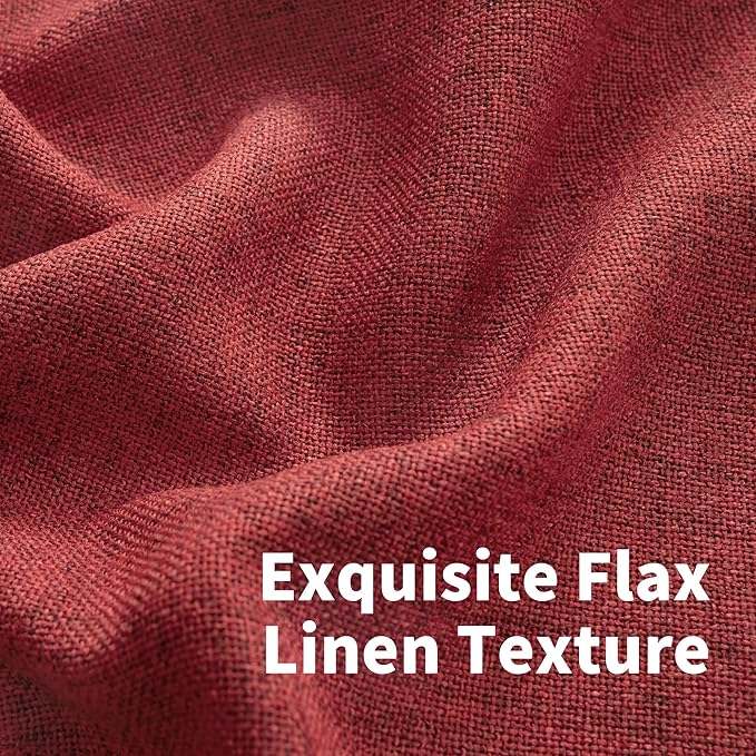 YoungsTex Red Linen Semi Sheer Curtains 72 Inch Length - Image 4