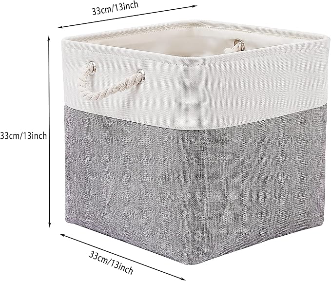 13 x 13 Inch Cube Storage Bins, 4 Pack Large Collapsible Fabric Storage Bin - Image 4