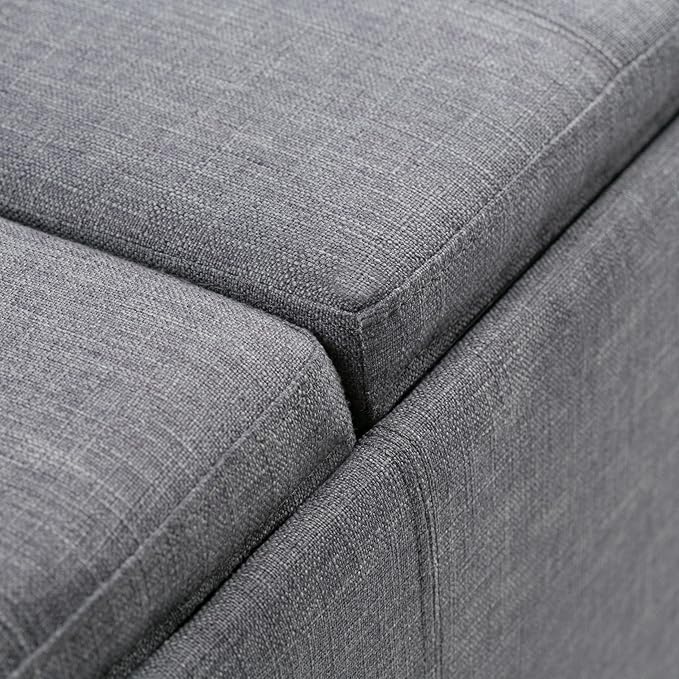 SIMPLIHOME Avalon 42 Inch Wide Contemporary Rectangle Storage Ottoman in Slate - Image 8