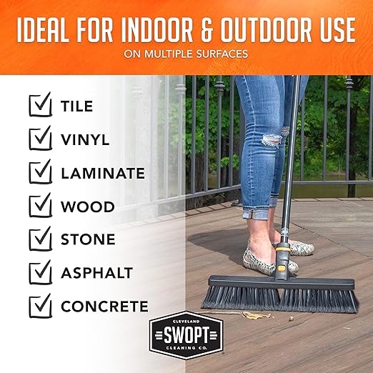 SWOPT Angled Broom Head + Push Broom Head + 17” Steel Dustpan – Multi-Surface - Image 10