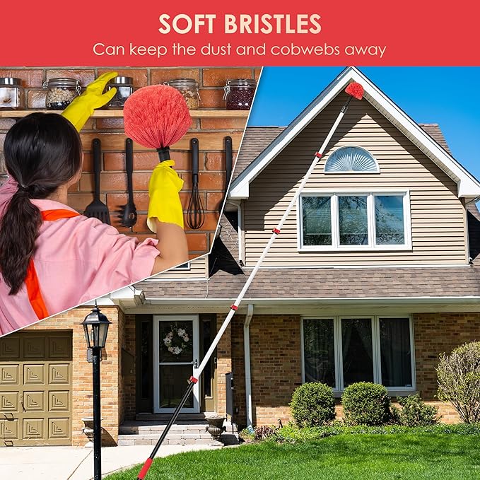 6-24 FT Cobweb Duster with Extension Pole, 30 FT High Reach Spider Web Brush - Image 4