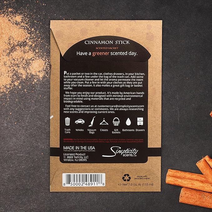 Simplicity Scents Cinnamon Sticks Scented Sachets Pack of 3, Fall & Winter - Image 6