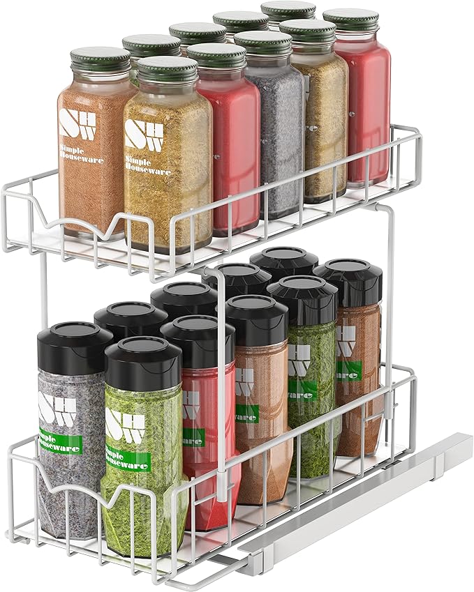 Simple Houseware 2-Tier Spice Rack Slide Out Wire Basket Drawer Organizer by SimpleHouseware