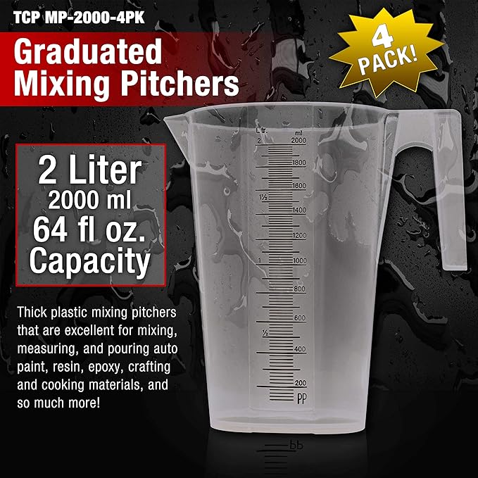 TCP Global 2 Liter Plastic Graduated Measuring and Mixing Pitcher - Image 2