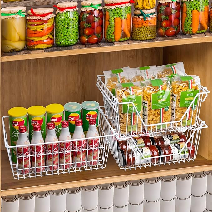 SANNO Wire Metal Baskets Freezer Baskets Farmhouse Organizer Storage Bins Large - Image 5