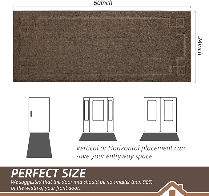 BEQHAUSE Door Mat 24" x 60", Non-Slip Door Mats Indoor Entryway Rugs Washable - Image 2
