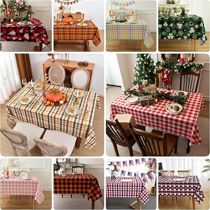 Waterproof Checkered Tablecloth Runner Fabric - Image 5