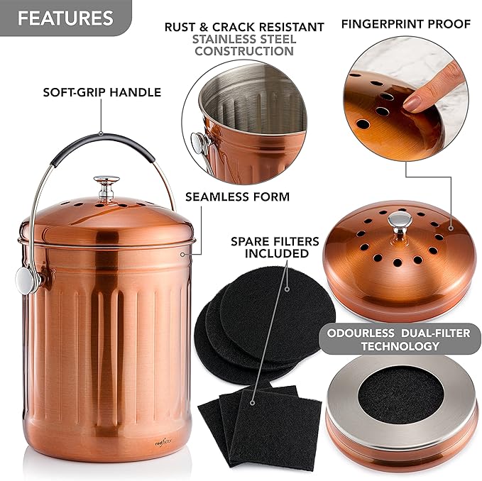RED FACTOR Premium Compost Bin for Kitchen Countertop - Image 5