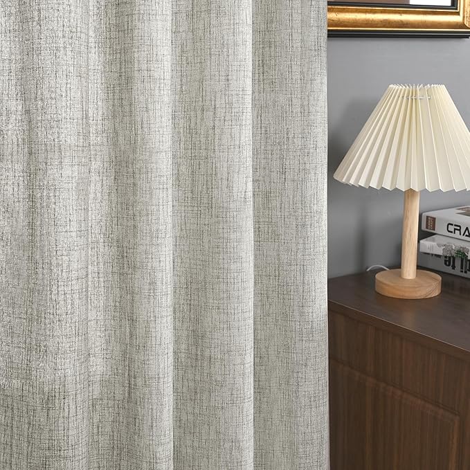 YoungsTex Dark Grey Linen Curtains 45 Inch Length - Image 6