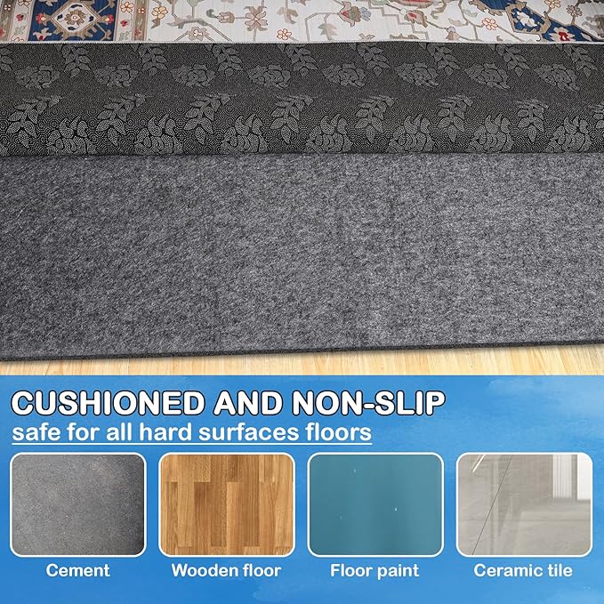 Non-Slip Rug Pads 2 x 3 ft, 100% Waterproof Extra Large Area Rugs Non Skid Rug - Image 8